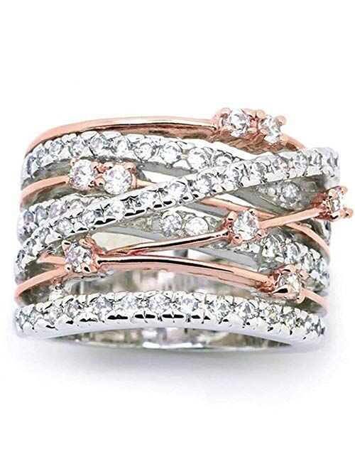 Silver Rose Gold Braided Wrap Knot Style Promise Statement Cocktail Party Ring