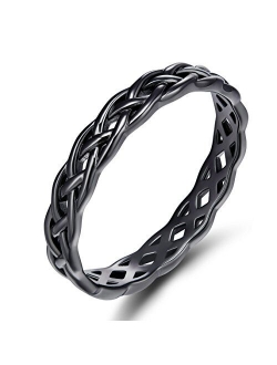 SOMEN TUNGSTEN 925 Sterling Silver Celtic Knot Eternity Band Ring Engagement Wedding Band 4mm Size 4-11