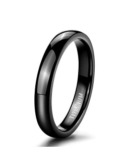 TIGRADE Black Titanium Ring 2mm 4mm 6mm 8mm Dome High Polished Wedding Band Size 4-15