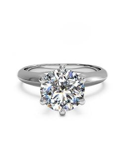 espere 3 Ct CZ Solitaire Engagement Ring Sterling Silver White Gold Plated