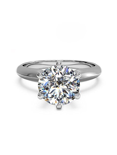 espere 3 Ct CZ Solitaire Engagement Ring Sterling Silver White Gold Plated