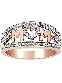 Rhodium Plated Mom's Ring Mother's Day Birthday Gift