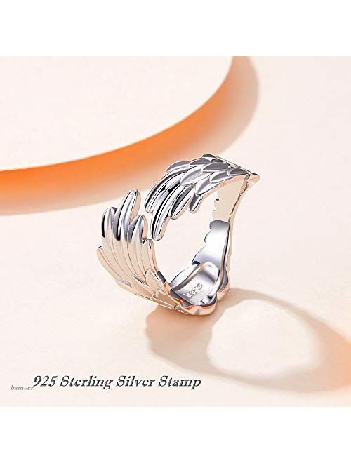 BAMOER 925 Sterling Silver Unique Original Design Cute Ring for Girl, Platinum Plated Beautiful Adjustable Rings