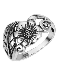 CloseoutWarehouse Sterling Silver Karen's Flower Ring (Sizes 2-15)