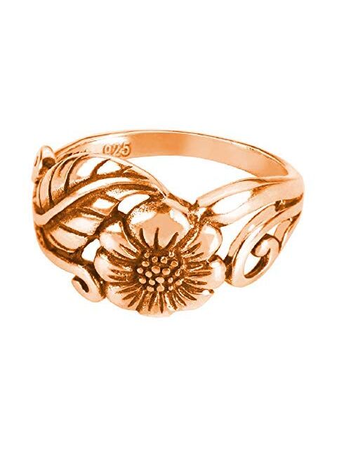 CloseoutWarehouse Sterling Silver Karen's Flower Ring (Sizes 2-15)