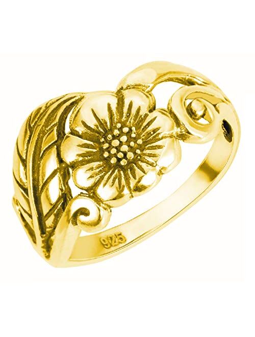 CloseoutWarehouse Sterling Silver Karen's Flower Ring (Sizes 2-15)