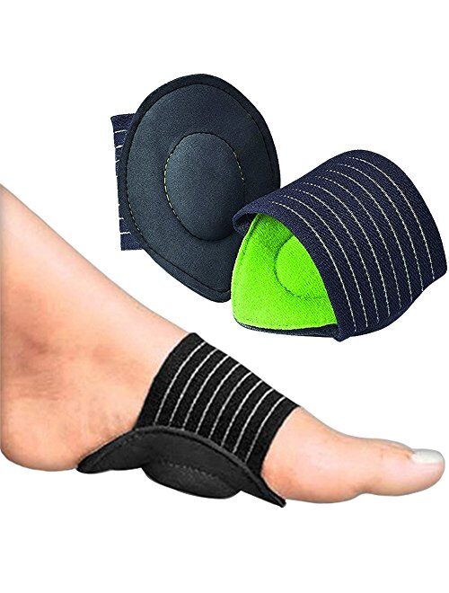 Ailaka 2 Pair Compression Cushioned Arch Support Brace, Plantar Fasciitis Sleeves for Pain Relief & Sore, Flat Feet, Heel Spurs