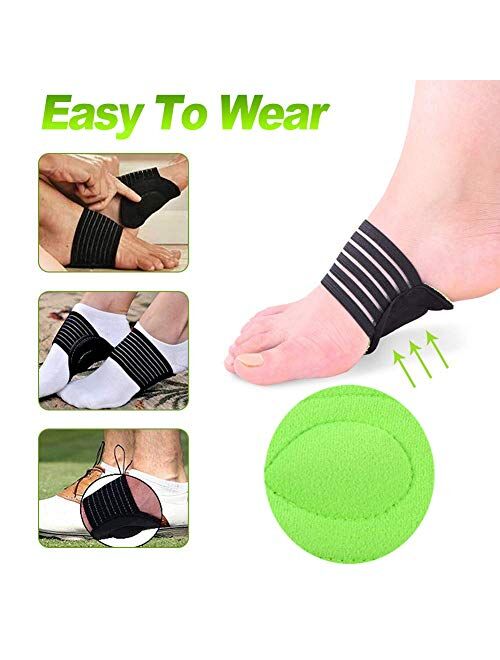 Ailaka 2 Pair Compression Cushioned Arch Support Brace, Plantar Fasciitis Sleeves for Pain Relief & Sore, Flat Feet, Heel Spurs