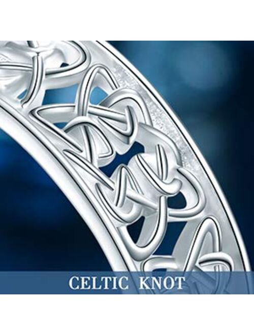 DAOCHONG Nickel-Free 925 Sterling Silver Good Luck Irish Love Trinity Woven Celtic Knot Band Ring for Women, Size 5 6 7 8 9 10 11