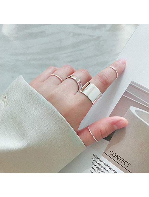 14mm Wide 925 Sterling Silver Plain Big Adjustable Open Finger Ring Cuff Thumb Ring Band Fits US Size 5-7