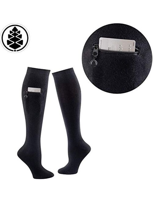 Knee High Women Socks w/Zip Pocket - Miss Zippy - from TCK Brands