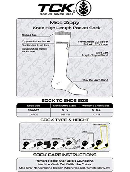 Knee High Women Socks w/Zip Pocket - Miss Zippy - from TCK Brands