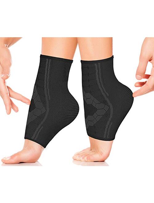 Ankle Compression Socks by SPARTHOS – Plantar Fasciitis Ankle Brace with Arch Support – for Men and Women – Foot Sleeves – for Sports