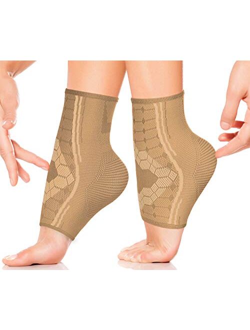 Ankle Compression Socks by SPARTHOS – Plantar Fasciitis Ankle Brace with Arch Support – for Men and Women – Foot Sleeves – for Sports