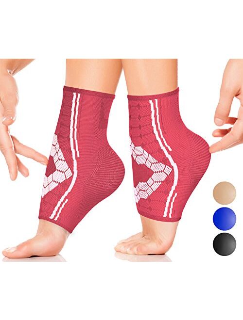 Ankle Compression Socks by SPARTHOS – Plantar Fasciitis Ankle Brace with Arch Support – for Men and Women – Foot Sleeves – for Sports