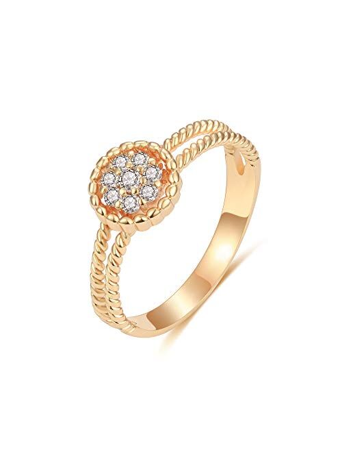 Gold Dainty Evil Eye Rings Mountain Ring Stackable Ring Open Wrap Ring CZ Eternity Bands for Women