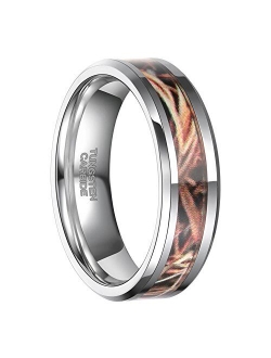 Frank S.Burton 6mm 8mm Camo Tungsten Rings Deer Antlers Hunting Camouflage Engagement Wedding Band Size 4-14