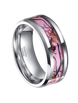 Frank S.Burton 6mm 8mm Camo Tungsten Rings Deer Antlers Hunting Camouflage Engagement Wedding Band Size 4-14