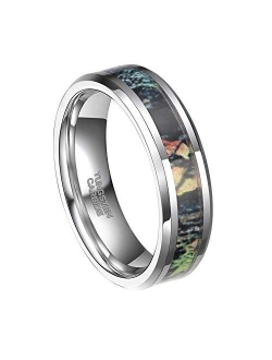 Frank S.Burton 6mm 8mm Camo Tungsten Rings Deer Antlers Hunting Camouflage Engagement Wedding Band Size 4-14