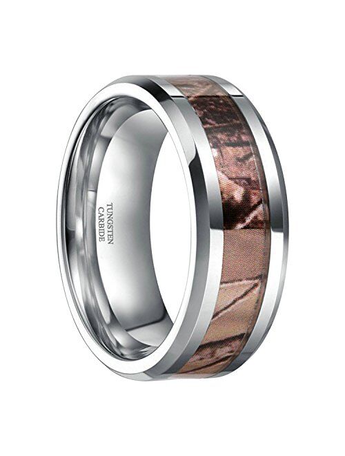 Frank S.Burton 6mm 8mm Camo Tungsten Rings Deer Antlers Hunting Camouflage Engagement Wedding Band Size 4-14