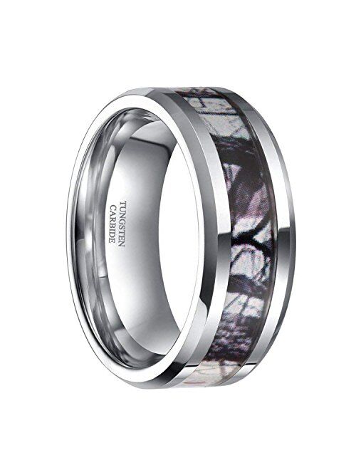 Frank S.Burton 6mm 8mm Camo Tungsten Rings Deer Antlers Hunting Camouflage Engagement Wedding Band Size 4-14