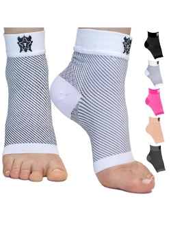 Plantar Fasciitis Socks, Compression Foot Sleeves with Arch Support for Men and Women, Black, Large