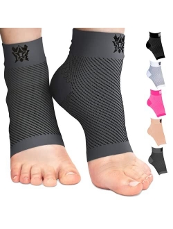 Plantar Fasciitis Socks, Compression Foot Sleeves with Arch Support for Men and Women, Black, Large