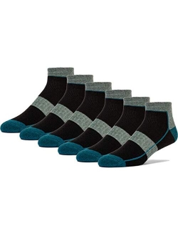 FUN TOES Men's Merino Wool Low Cut Socks - Strong Arch Support - Cushioned Bottom - Ideal for Hiking Trekking- 6 Pairs