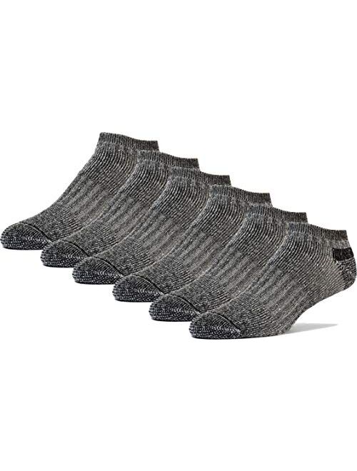 FUN TOES Men's Merino Wool Low Cut Socks - Strong Arch Support - Cushioned Bottom - Ideal for Hiking Trekking- 6 Pairs