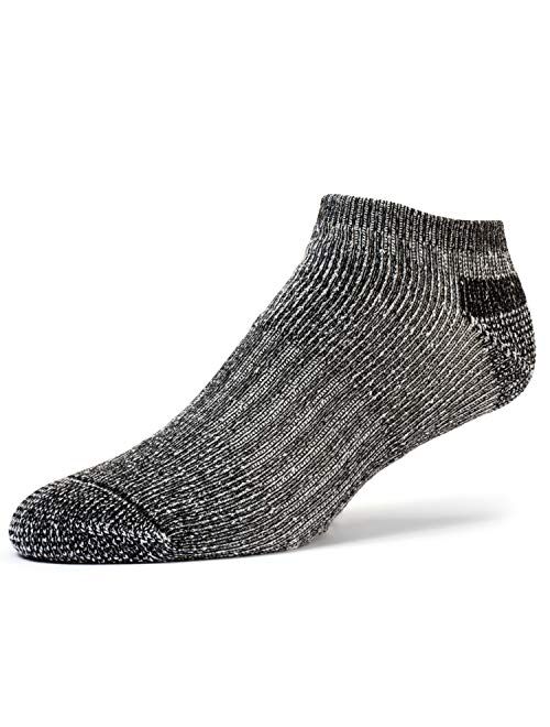 FUN TOES Men's Merino Wool Low Cut Socks - Strong Arch Support - Cushioned Bottom - Ideal for Hiking Trekking- 6 Pairs