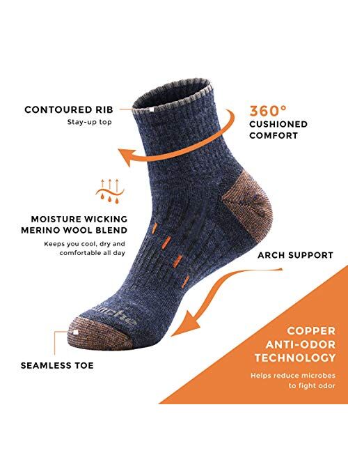 Avalanche Men's Odor Resistant Copper Wool Blend Crew Socks With Arch Support 2-Pack