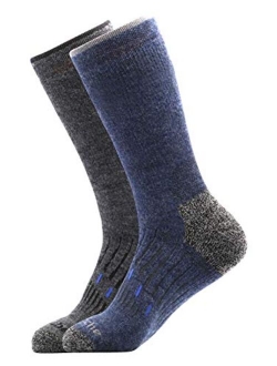 Avalanche Men's Quick Drying Merino Wool Blend Crew Socks With Arch Support 2-Pack