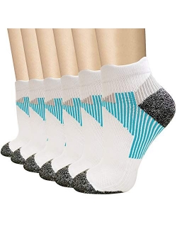 Copper Compression Socks Women and Men - Circulation Arch Support Plantar Fasciitis Ankle Socks For Athletic & Running