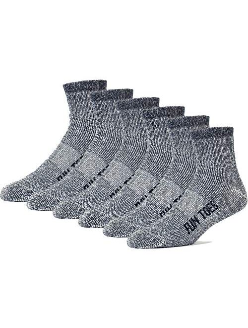 FUN TOES Merino Wool Ankle Socks 6 Pairs Arch Support and Cushioning Heel to Toe Reinforcement Ideal for Hiking