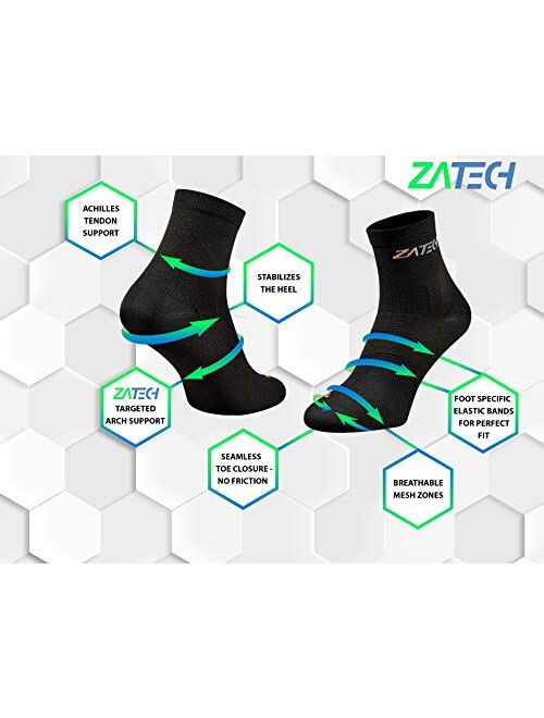 ZaTech Plantar Fasciitis Socks, Ankle Compression & Arch Support Socks, Seamless