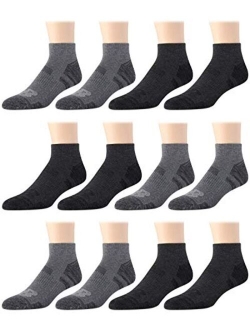 Men's Athletic Arch Compression Cushion Comfort Quarter Socks (12 Pack)