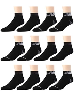 Men's Athletic Arch Compression Cushion Comfort Quarter Socks (12 Pack)