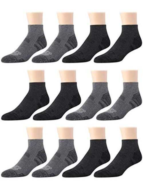 New Balance Men's Athletic Arch Compression Cushion Comfort Quarter Socks (12 Pack)