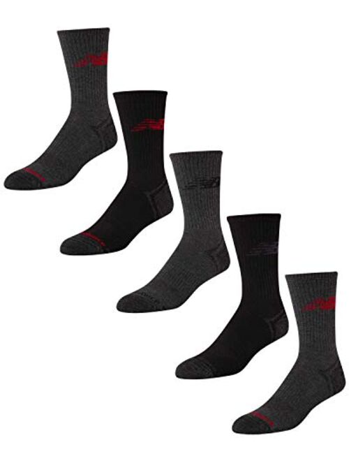 New Balance Men's Athletic Arch Cushion Comfort Crew Socks (5 Pack)