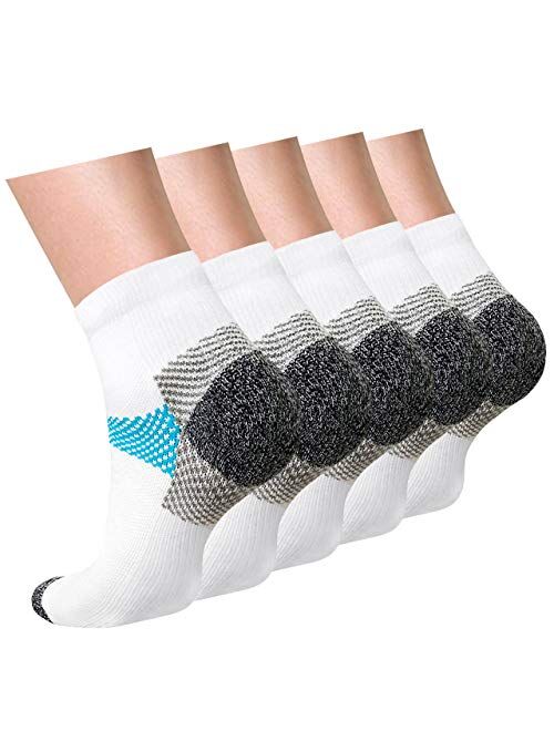 Compression Socks Plantar Fasciitis Sock for Women & Men, Arch Support Ankle Low Cut Running Sports Flight Travel Nurses