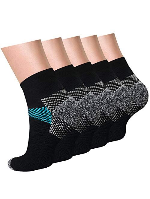 Compression Socks Plantar Fasciitis Sock for Women & Men, Arch Support Ankle Low Cut Running Sports Flight Travel Nurses