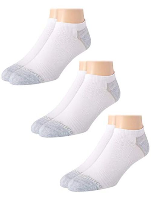 New Balance Men's 3 Pack Cushioned Moisture Wicking No Show Socks with Arch Support