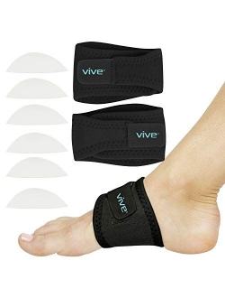 Vive Arch Support Brace (Pair) - Plantar Fasciitis Gel Strap for Men, Woman - Orthotic Compression Support Wrap Aids Foot Pain, High Arches, Flat Feet, Heel Fatigue - Ins