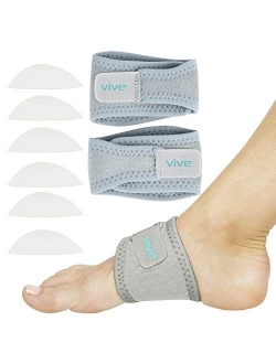 Vive Arch Support Brace (Pair) - Plantar Fasciitis Gel Strap for Men, Woman - Orthotic Compression Support Wrap Aids Foot Pain, High Arches, Flat Feet, Heel Fatigue - Ins