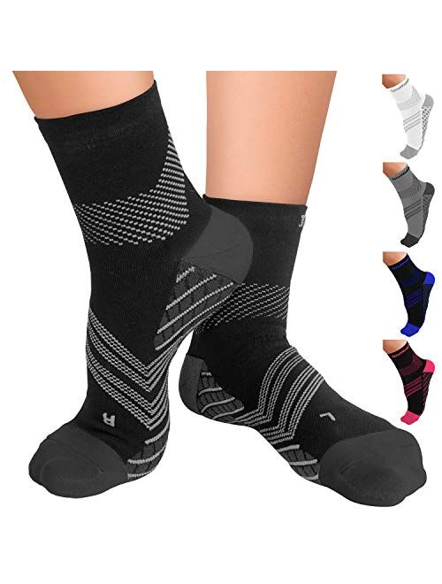 TechWare Pro Plantar Fasciitis Socks – Therapy Grade Cushion Ankle Compression Socks Women & for Men. Nano Socks Ankle Brace with Foot Arch Support