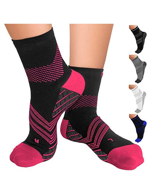 TechWare Pro Plantar Fasciitis Socks – Therapy Grade Cushion Ankle Compression Socks Women & for Men. Nano Socks Ankle Brace with Foot Arch Support