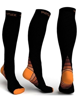 Physix Gear Sport Compression Socks for Men & Women 20-30 mmHg - Athletic Fit (1 Pair)