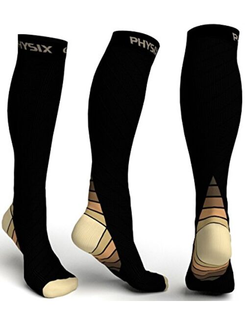 Physix Gear Sport Compression Socks for Men & Women 20-30 mmHg - Athletic Fit (1 Pair)