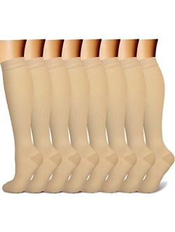 CHARMKING Compression Socks for Women & Men Circulation 8 Pairs 15-20 mmHg is Best Support for Athletic Running Cycling