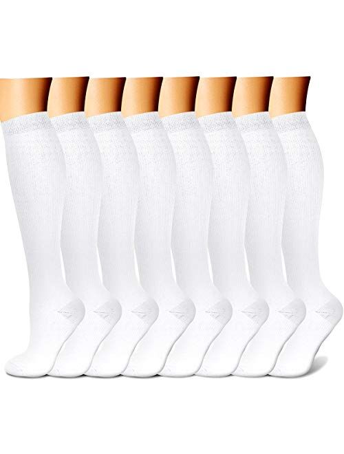 CHARMKING Compression Socks for Women & Men Circulation 8 Pairs 15-20 mmHg is Best Support for Athletic Running Cycling